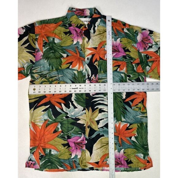 Stock Options Floral All Over Print Silk Shirt Men Large Short Sleeve - Picture 6 of 6